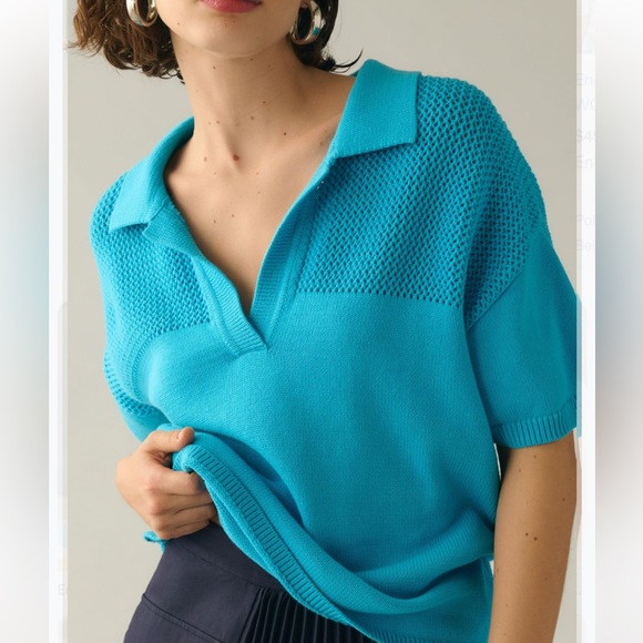 English Factory Sweater Polo Tee from Anthropologie size L - Picture 2 of 7